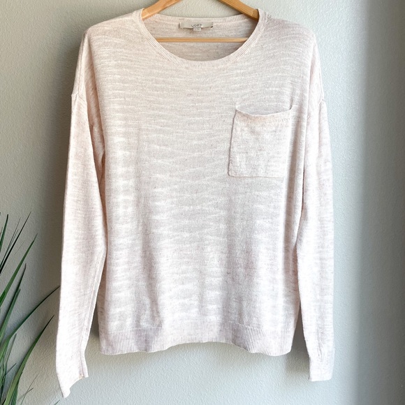 LOFT Sweaters - LOFT - Knit Sweater with Front Pocket in Cream Pink